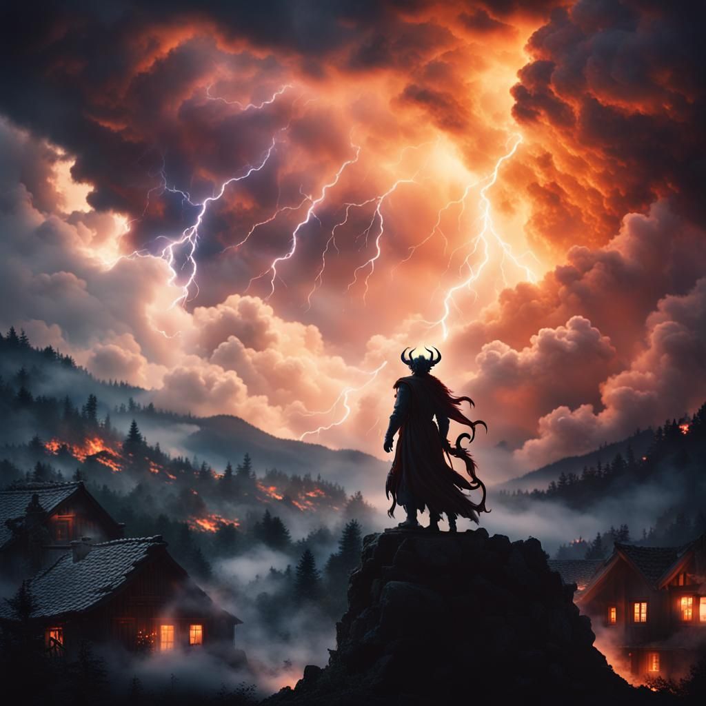 Ethereal Cloud Demon Descends on Village