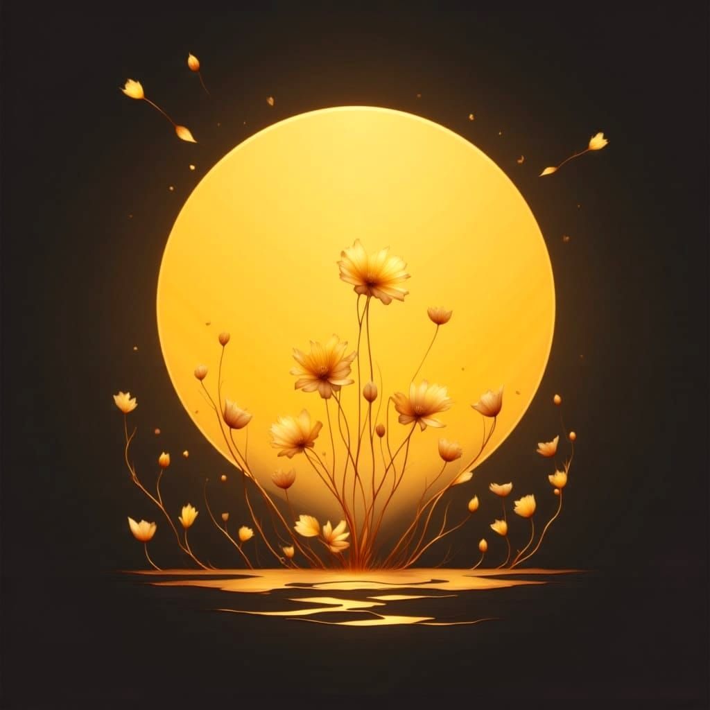 Serene Yellow Moonflowers with Negative Space