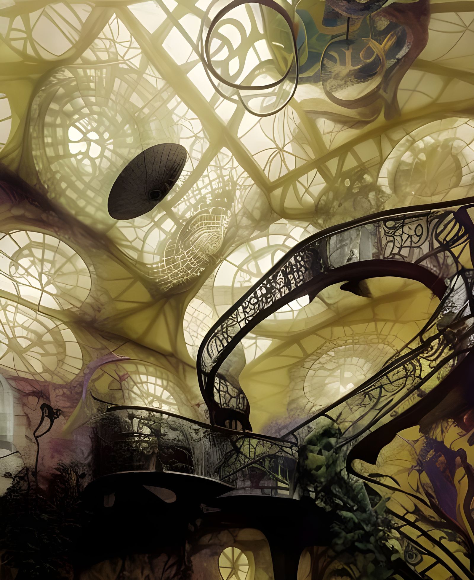 Futuristic House with Optical Illusions and Fractal Patterns