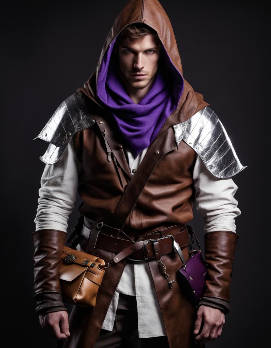 Handsome Medieval Rogue with Violet Eyes