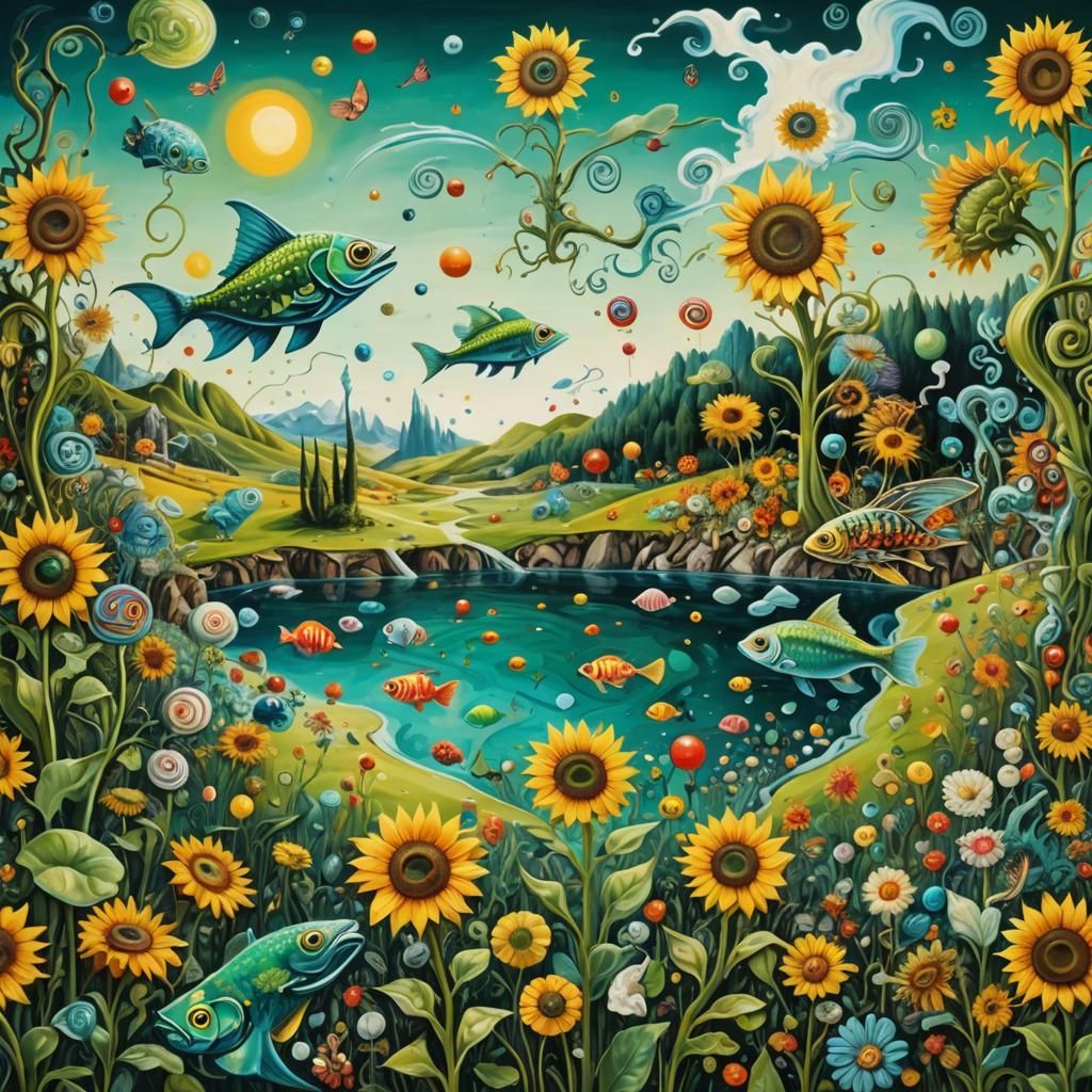 Surreal Candy and Bone Dreamscape in Acrylic Style