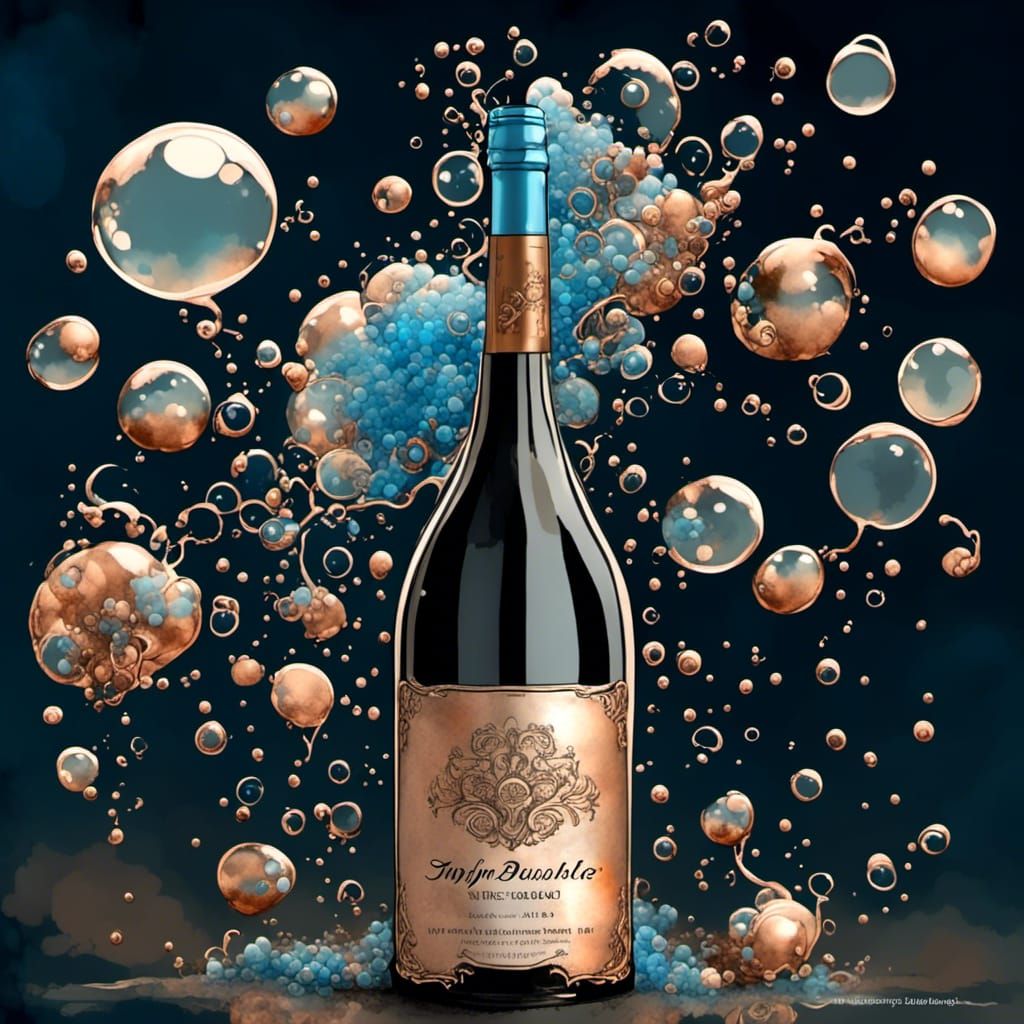 Surreal Metallic Bubbles in Ralph Steadman Style