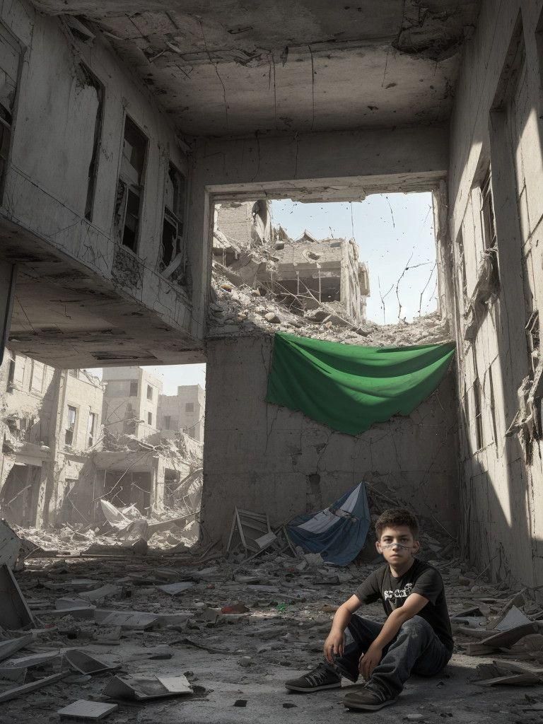 Hope Amidst Ruin: A Young Boy's Resilience