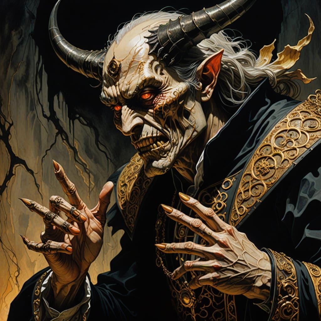 Surreal Demon with Razor Claws in Baroque Style