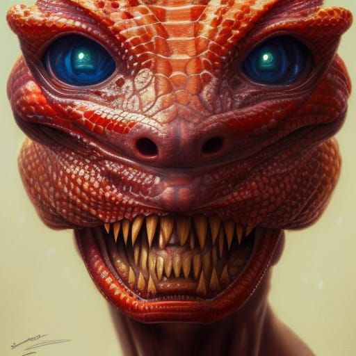 Reptilian Humanoid Portrait in Hyperdetailed Style