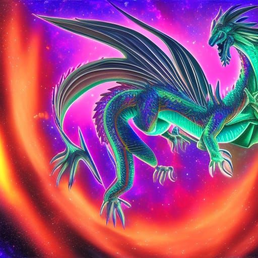 Holographic Twilight Dragon in Cosmic Astral Illustration