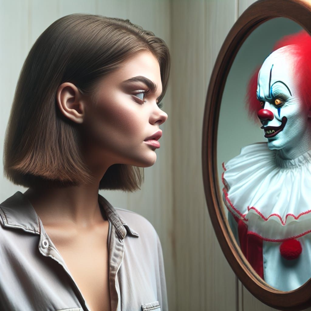 Woman's Mirror Reveals Disturbing Clown Demon