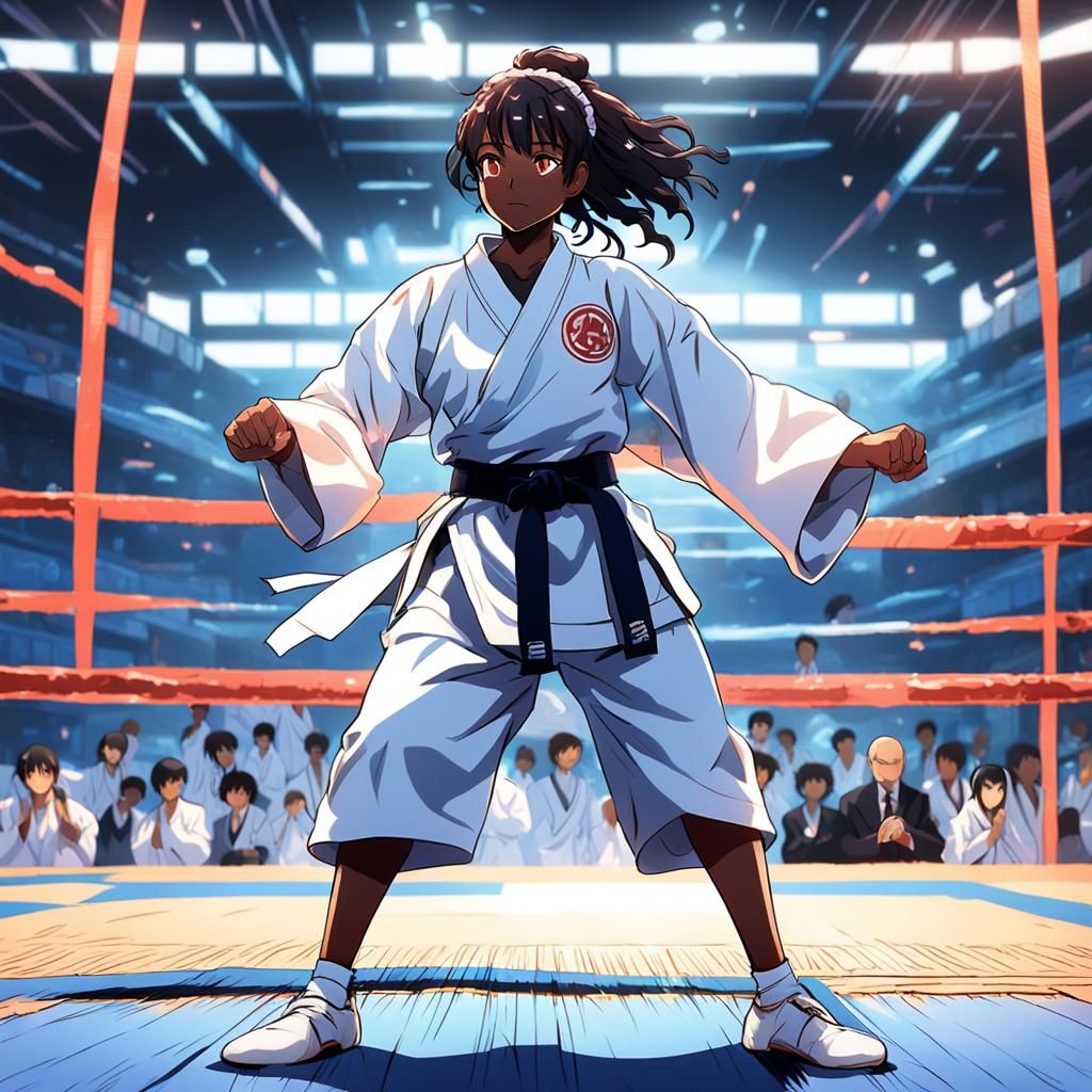 Karate Girl in Anime Style Ring