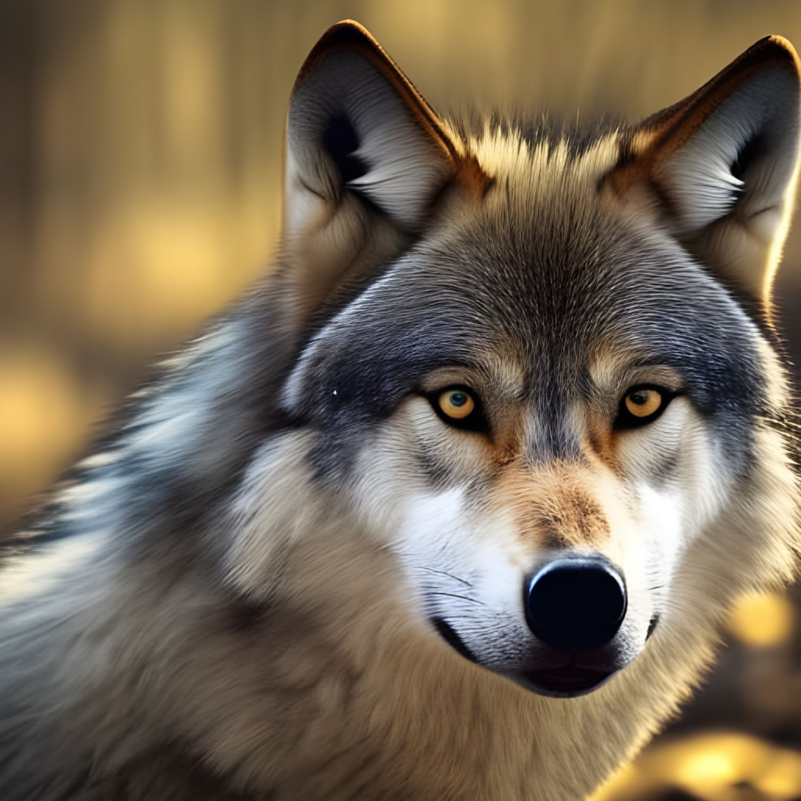 Hyperrealistic Wolf in Nature, Sharp Focus