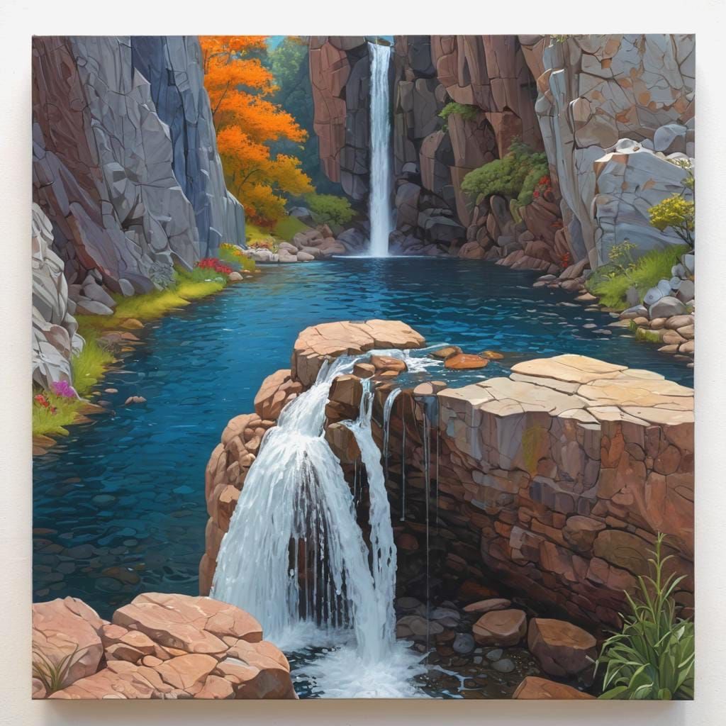 Escher Falls in Vibrant Landscape Art