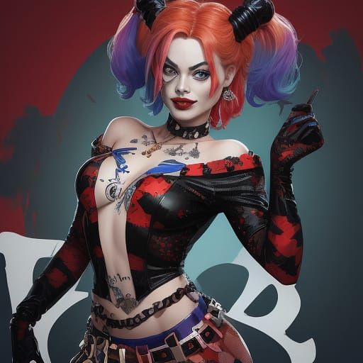 Margot Robbie as Whimsical Harley Quinn in Dynamic Comic Boo...