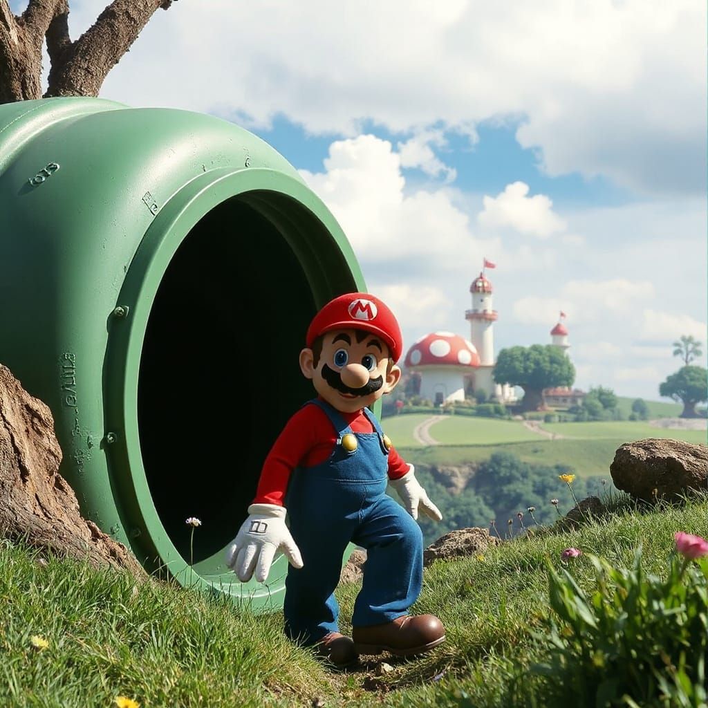 First step in the Mushroom Kingdom
