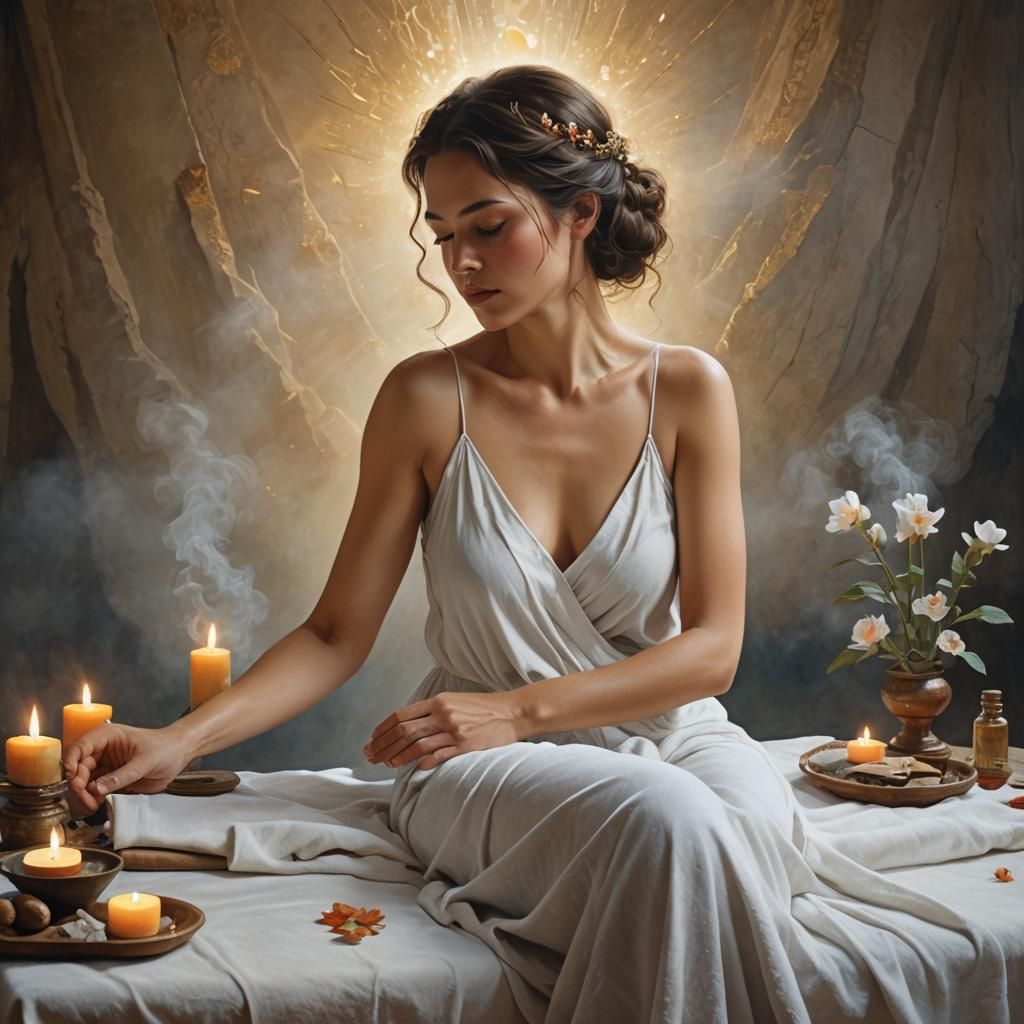 Alchemist Heals with Divine Light, Digital Art