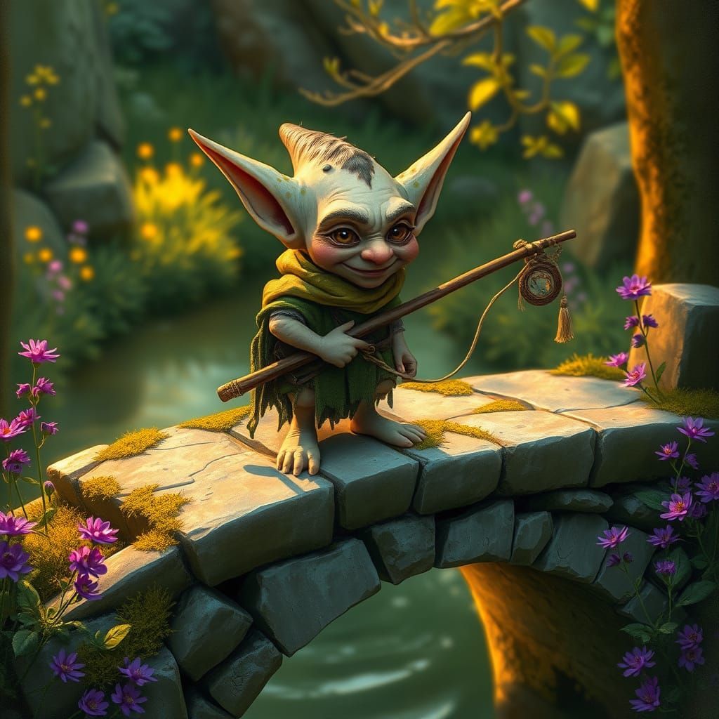 Fantasy Goblin Portrait in Whimsical Landscape