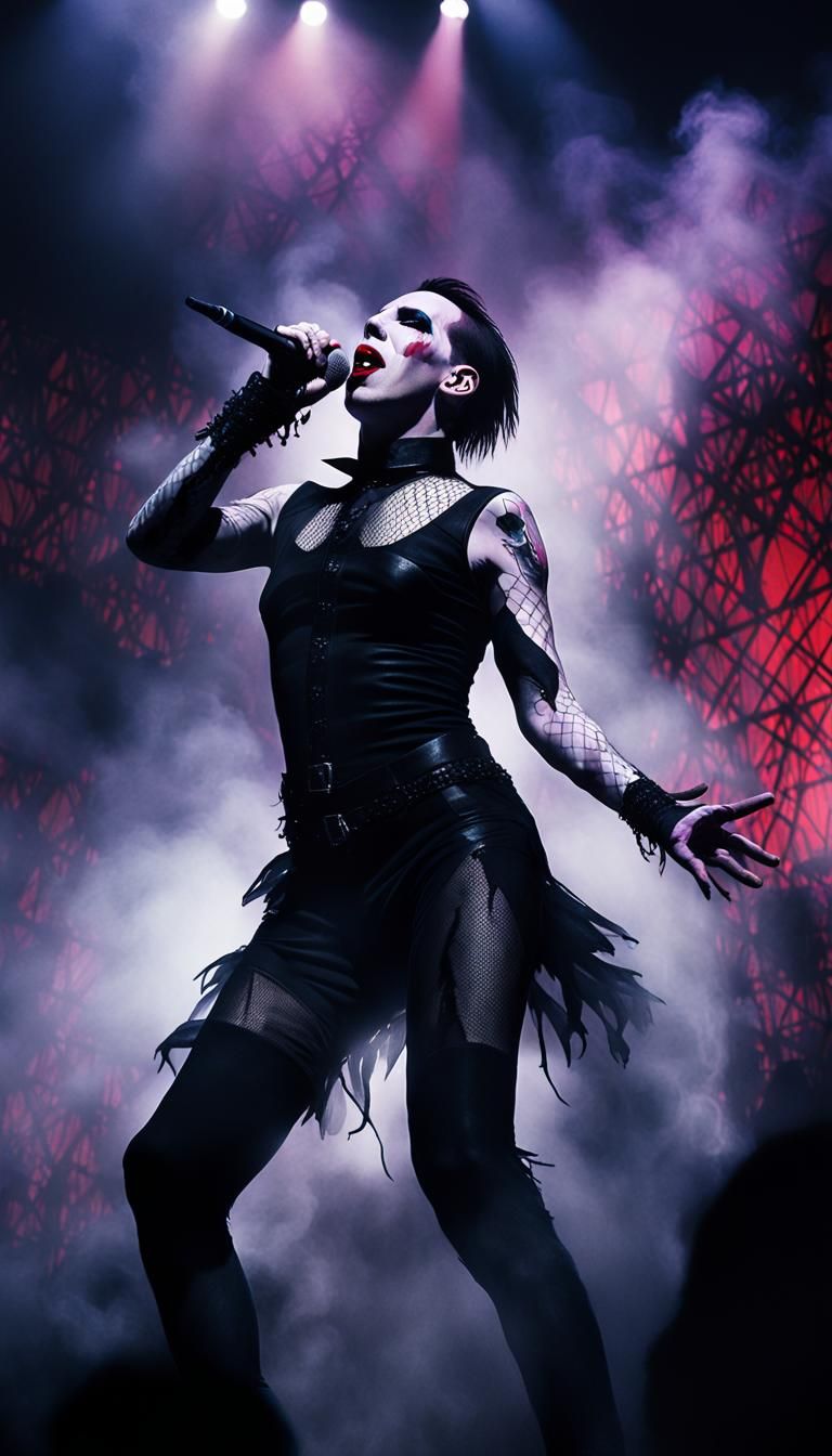 Gothic Oil Painting of Singer on Stage