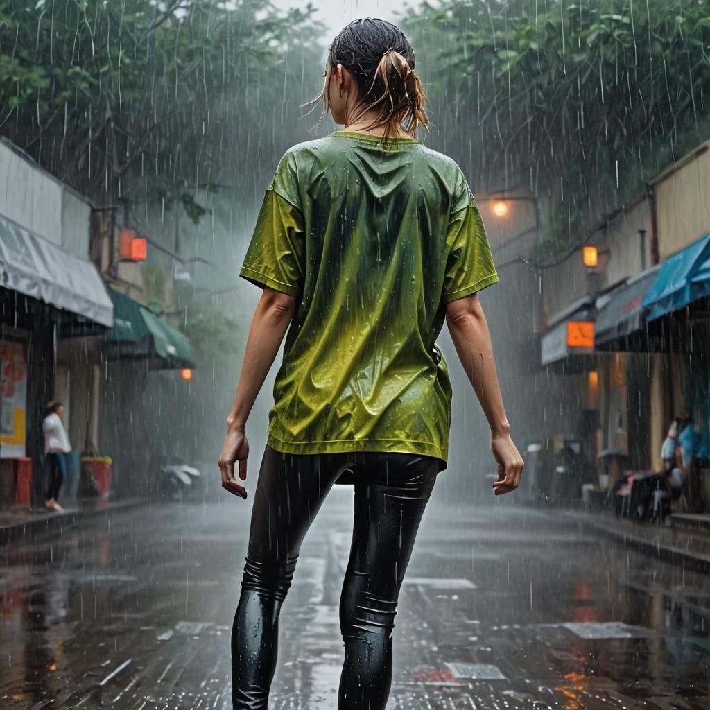 Woman in Rain: An Impressionist Oil Painting