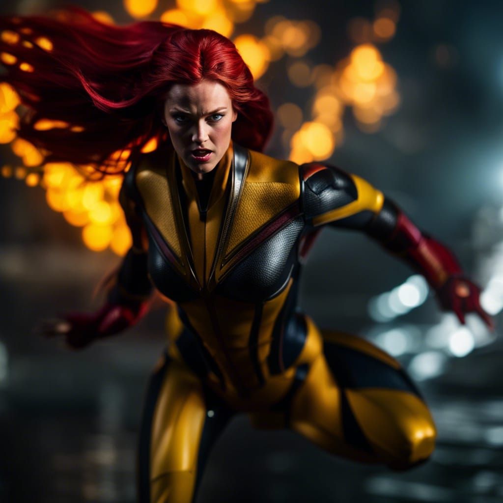 Angry Dark Phoenix Floating in Natural Lighting