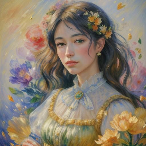 Impressionist Flower in Oil Gouache with Light Effects