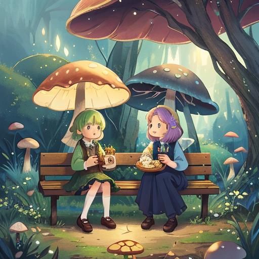 Grandma Fairies at a Mushroom Cafe