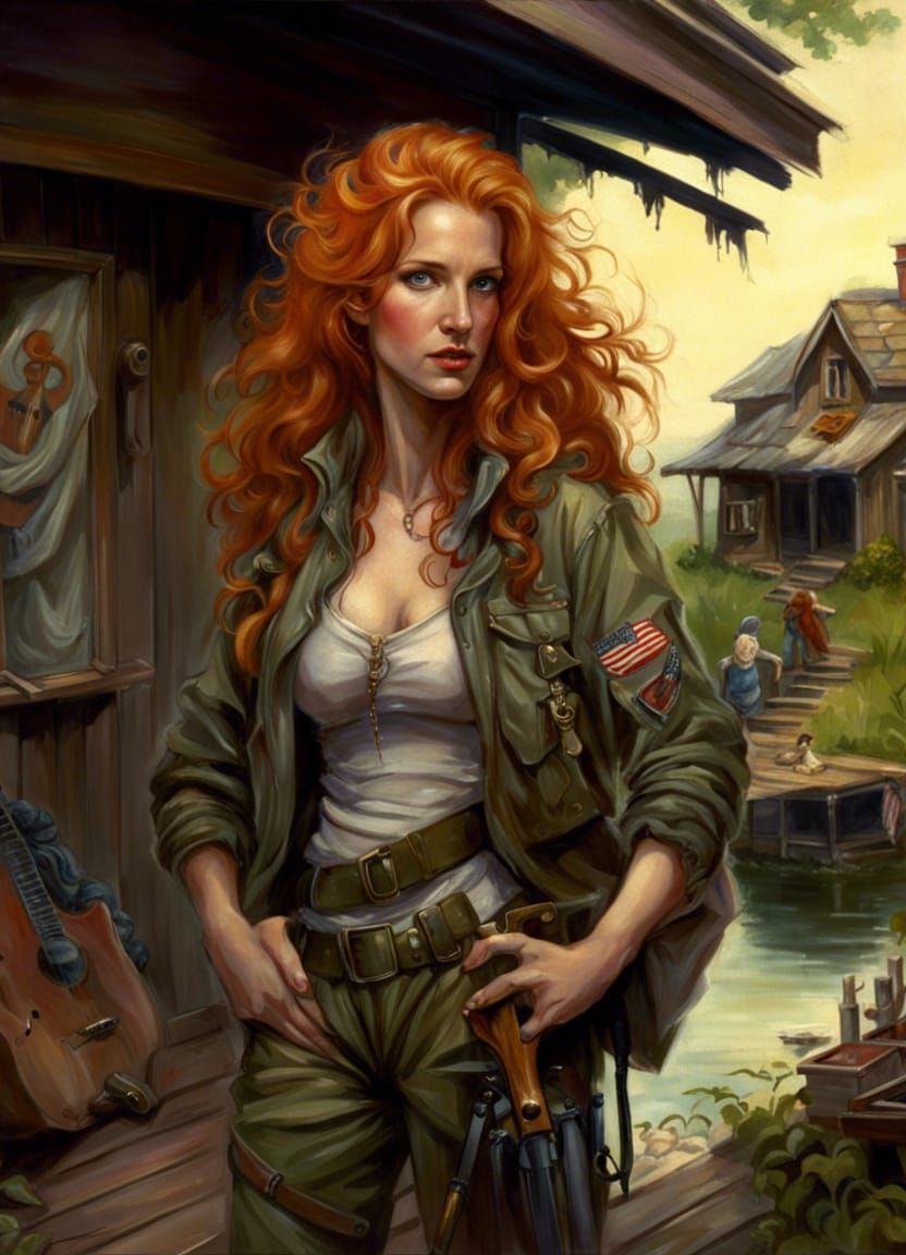 Jessica Chastain Portrait on Lakeside Patio