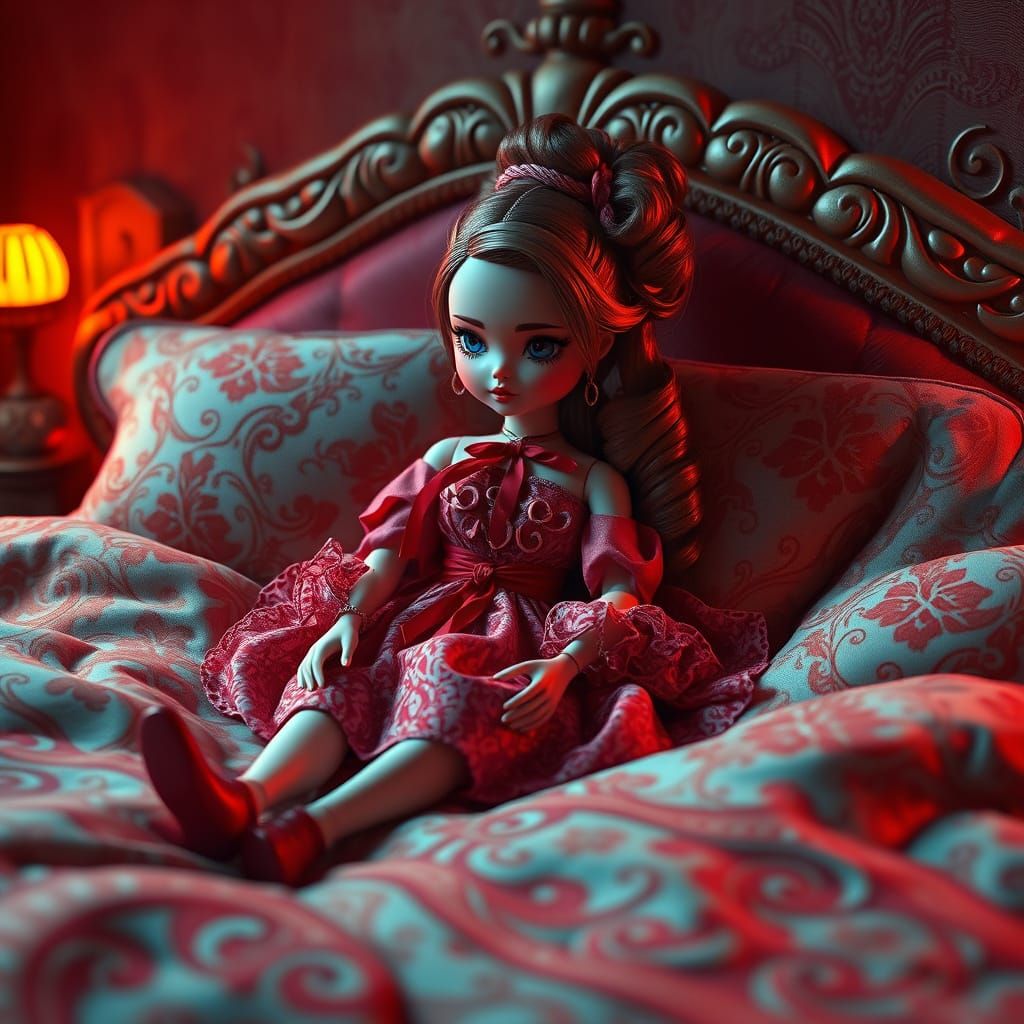 Victorian Doll Surrounded by Whimsical Warmth