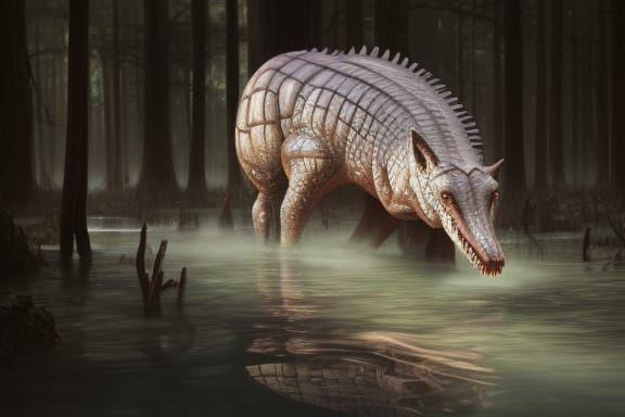 Crocodile Horse Emerges from Cypress Swamp