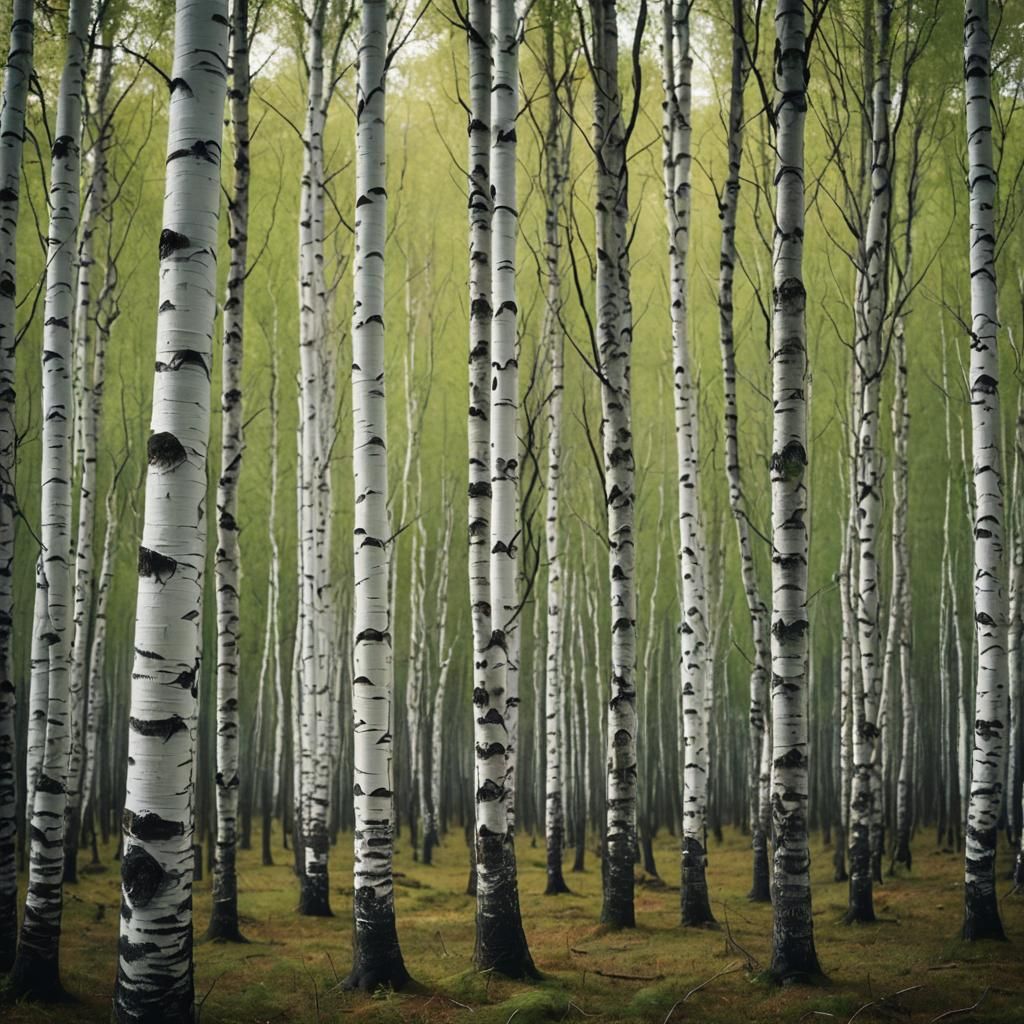 Cinematic Birch Forest Film Still