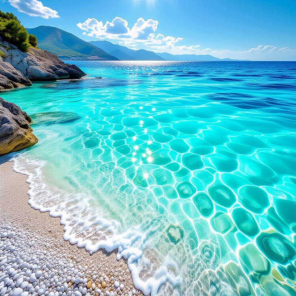 Turquoise Ionian Sea Waters on Lefkada, Greece