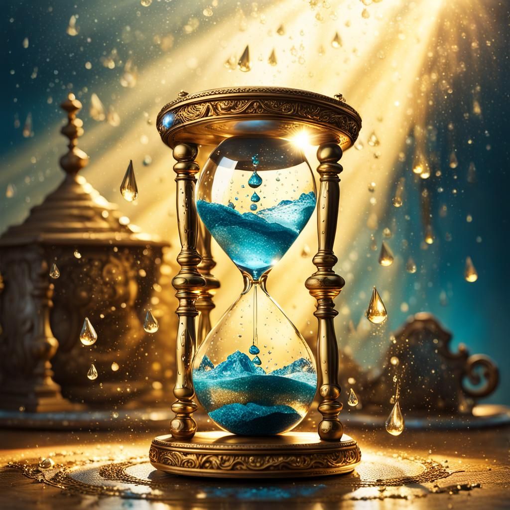 Hourglass Filled with Diamonds in Sunlight
