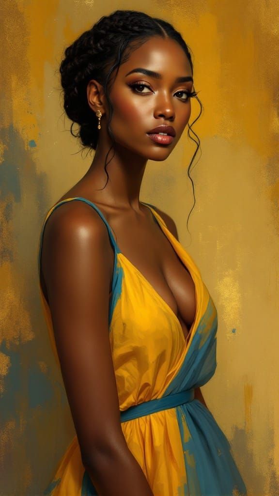 Elegant Woman in Painterly Style Portrait
