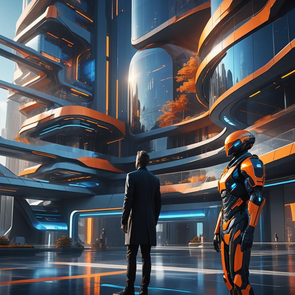 Architect Gazing into a Futuristic Cityscape