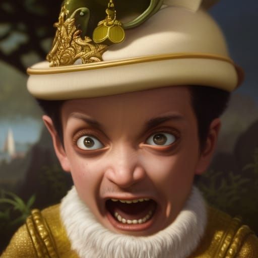 Terrified Boy in Awe: Baroque Style Portrait