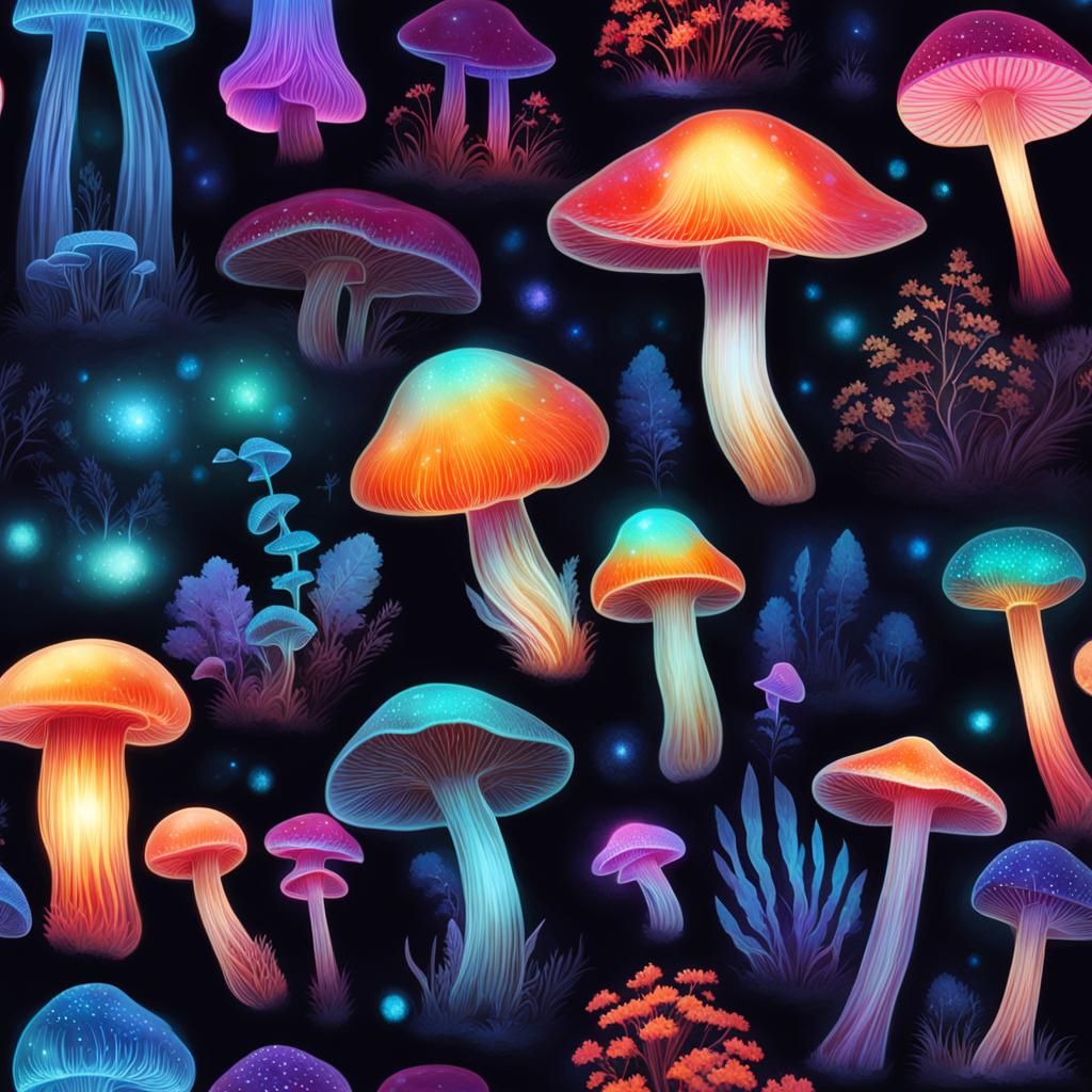 Bioluminescent Crystal Mushrooms Shine in the Dark