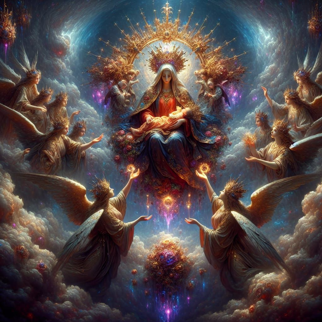 Heavenly Coronation of Mary in Fantasy Concept Art