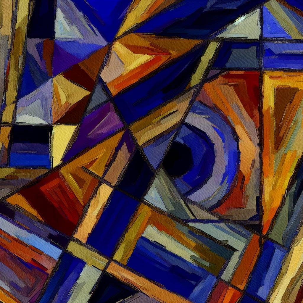 Cubist Abstract Acrylic Geometric Art