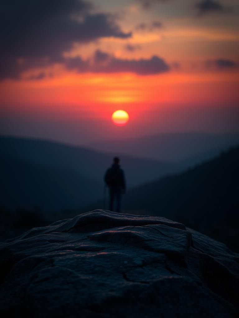 Hyperrealistic Sunset Hiker in High Resolution