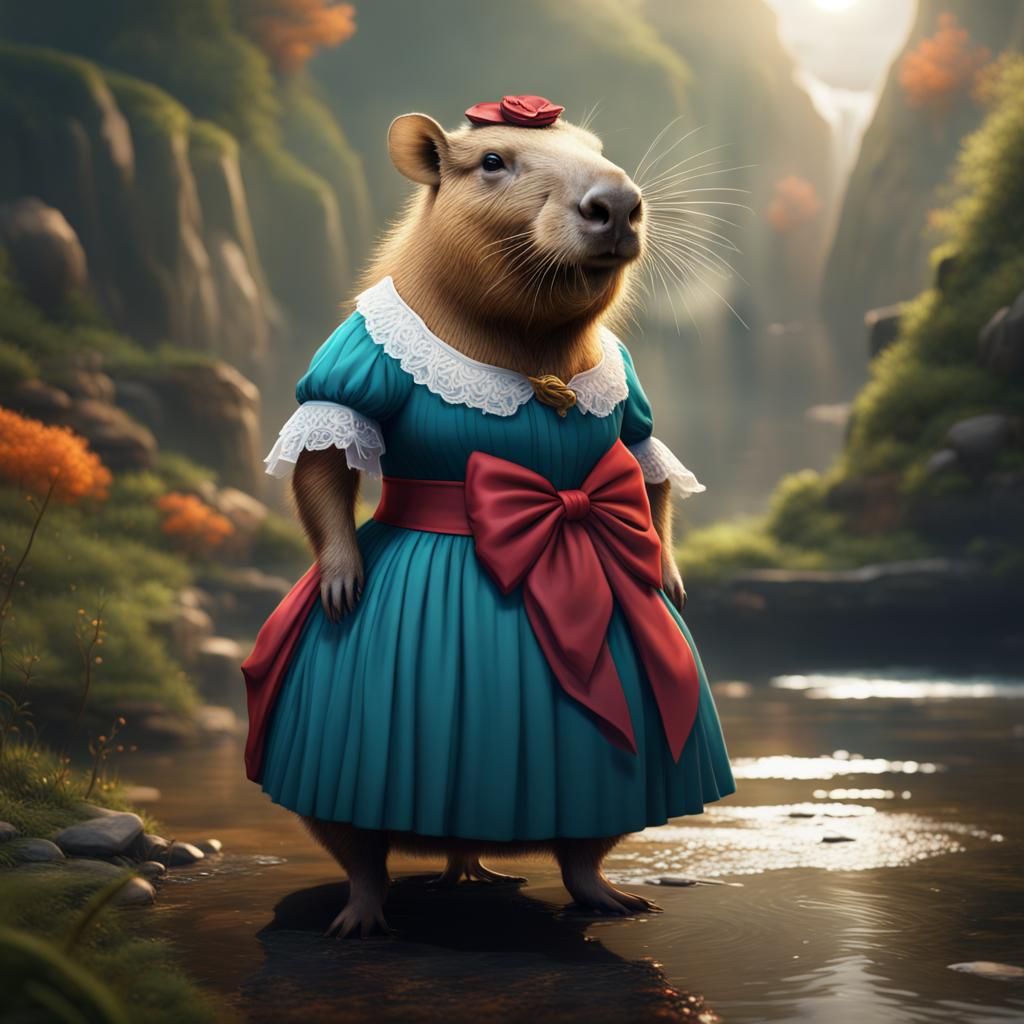 Capybara Princess in Detailed Matte Painting Style