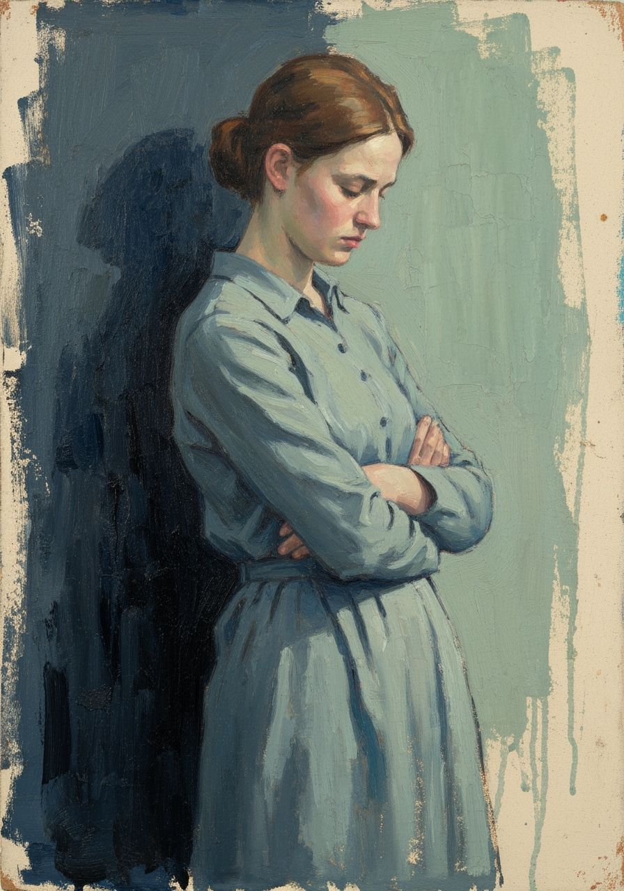 Forlorn Woman in Impressionist Oil Painting