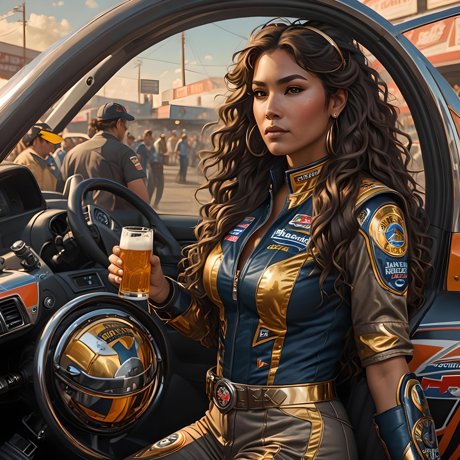 Native American Driver Portrait in Hyperdetailed Digital Art