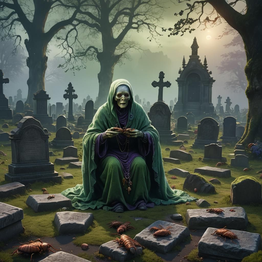 Ghost Granny's Cemetery Snack: Fantastical Concept Art