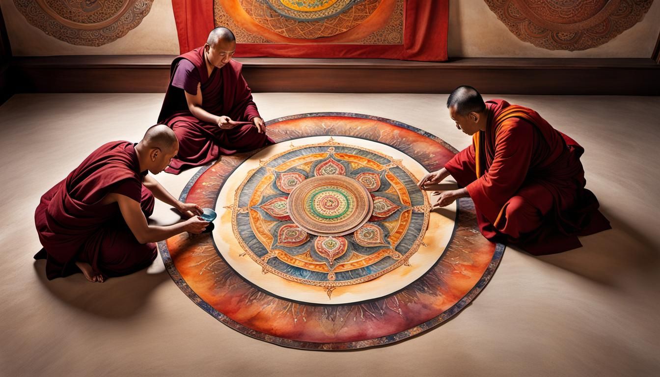 Tibetan Monks Create a Sand Mandala