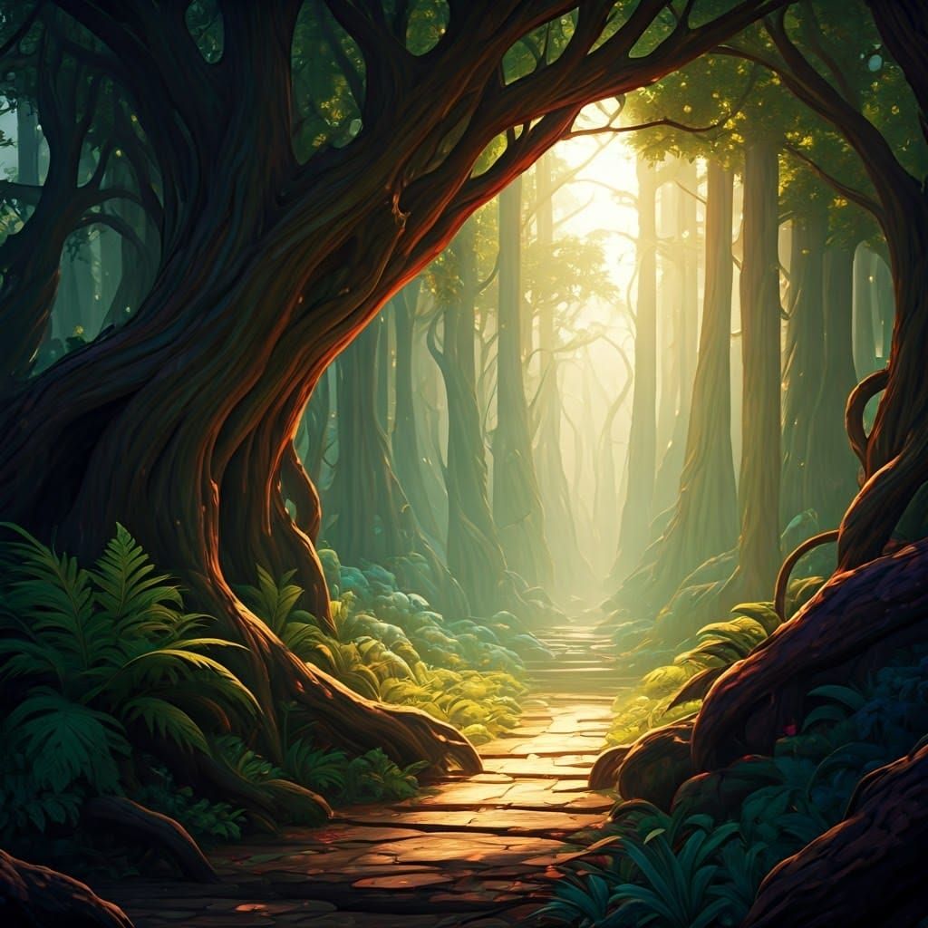 Enchanted Forest Landscape in Fantasy Concept Art Style