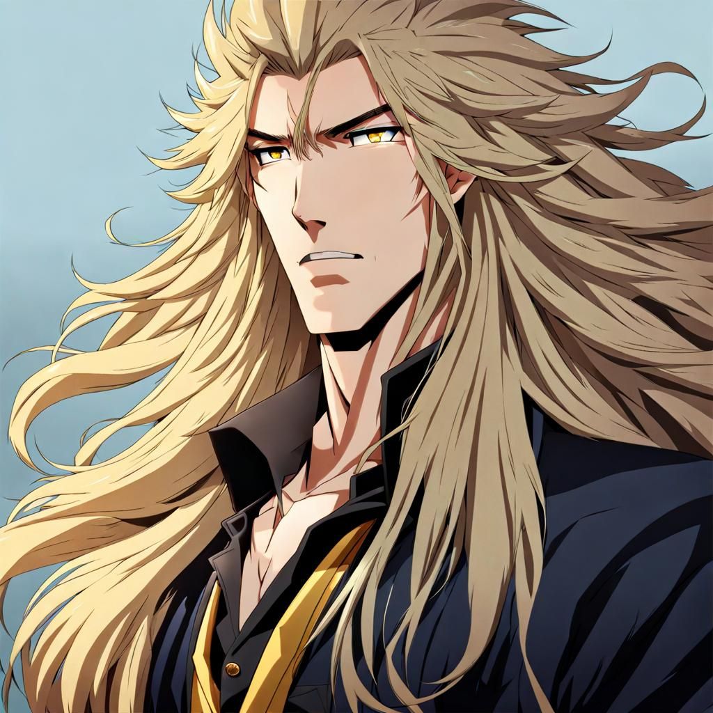 Anime Lion Man with Long Blond Hair