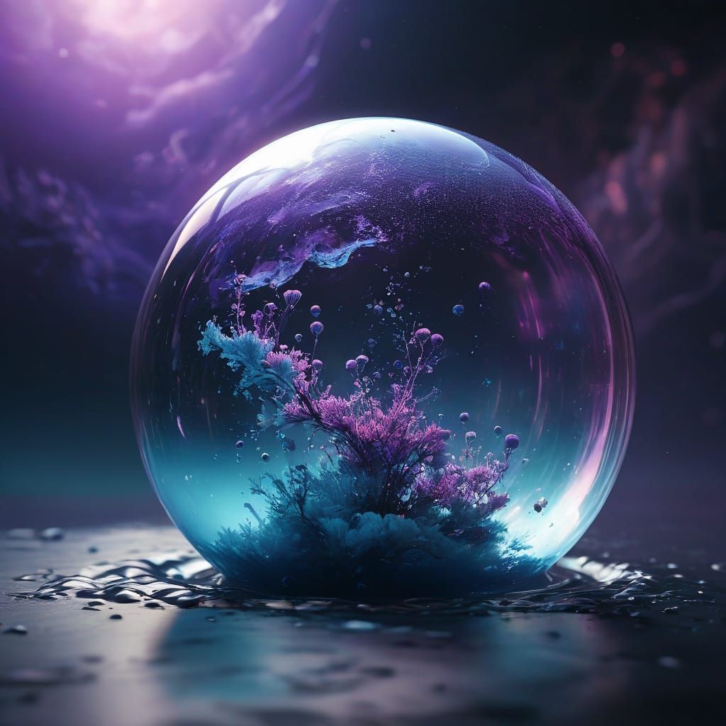 World in Bubble: Hyperrealistic Digital Art