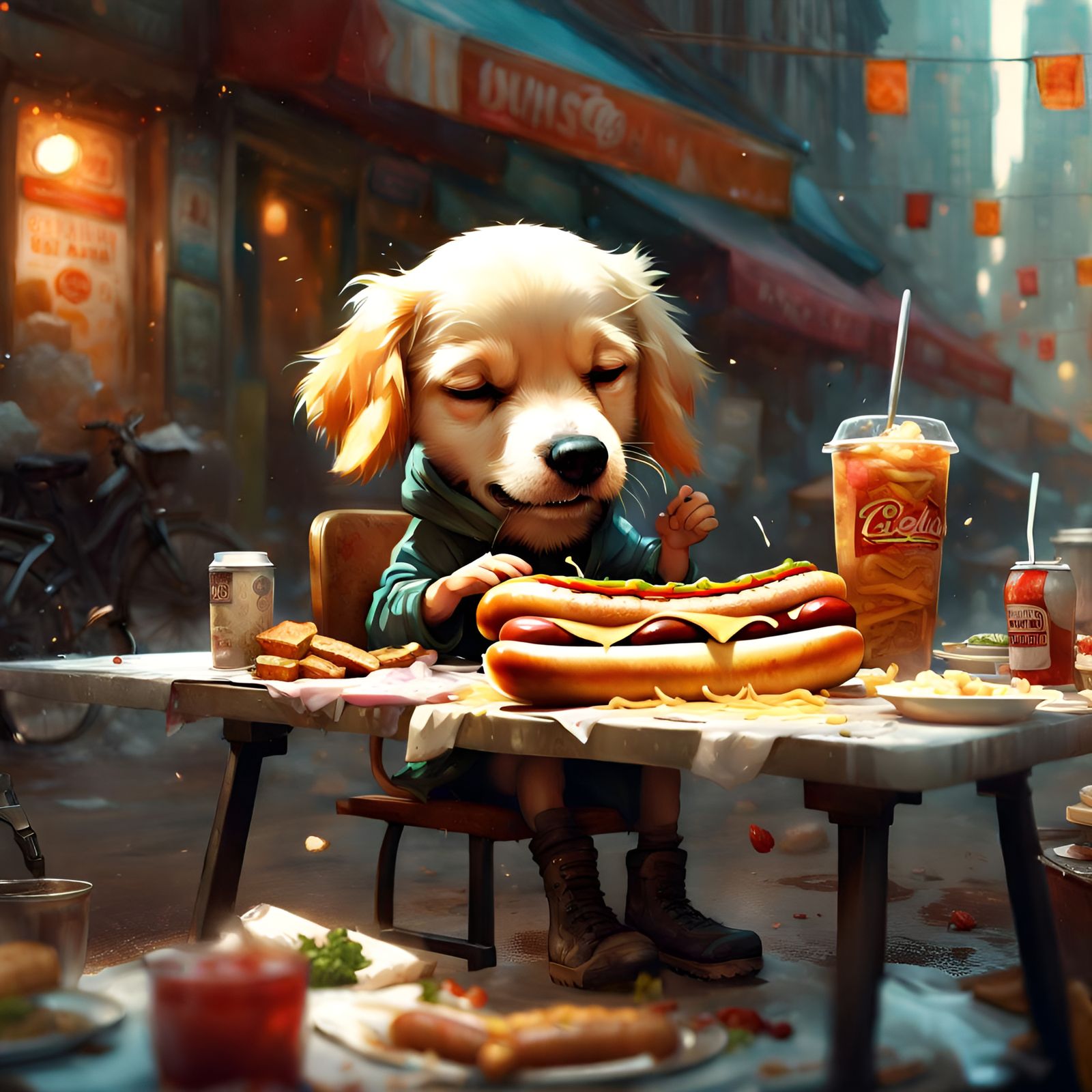 Adorable Anthropomorphic Hot Dog on a Sunny Day