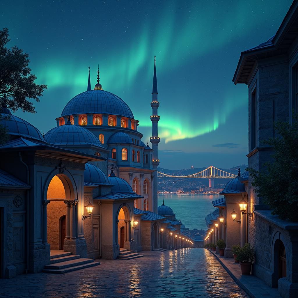 Mystical Istanbul Night: Süleymaniye Mosque in Dreamlike Aur...
