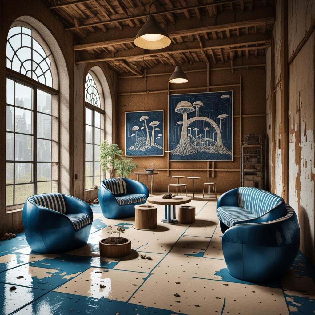 Dystopian Garden: Linocut Activists Tend Mushrooms