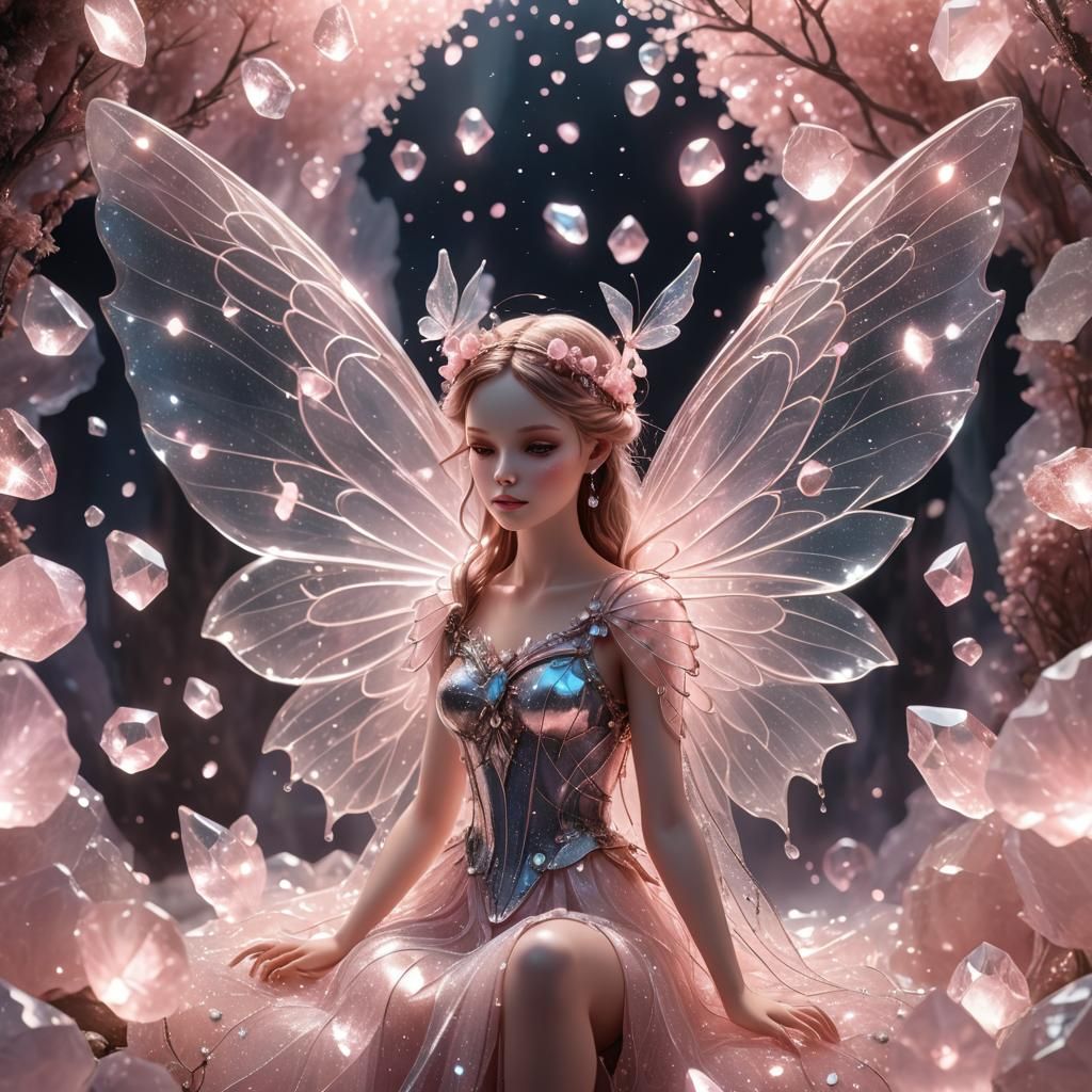 Glowing Fairy with Crystalline Wings