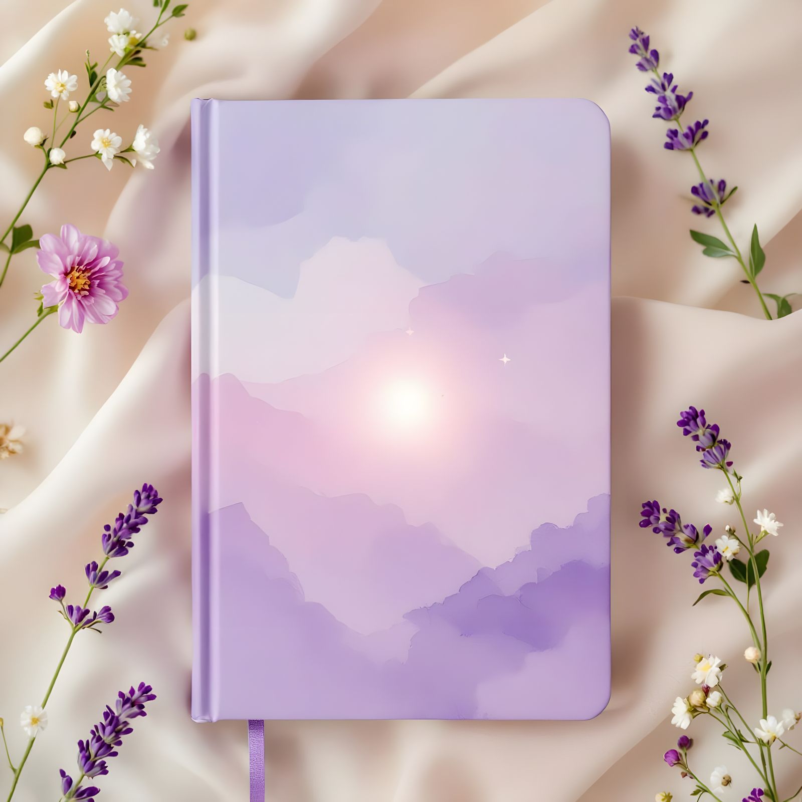 Dreamy Pastel Purple Notebook Cover with Ethereal Glow