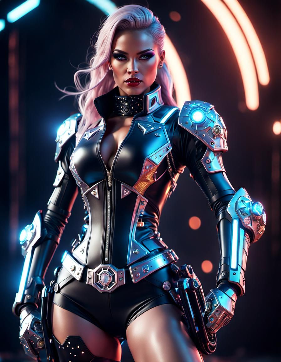 Sci-Fi Latex Cowgirl in Futuristic Fantasy Art